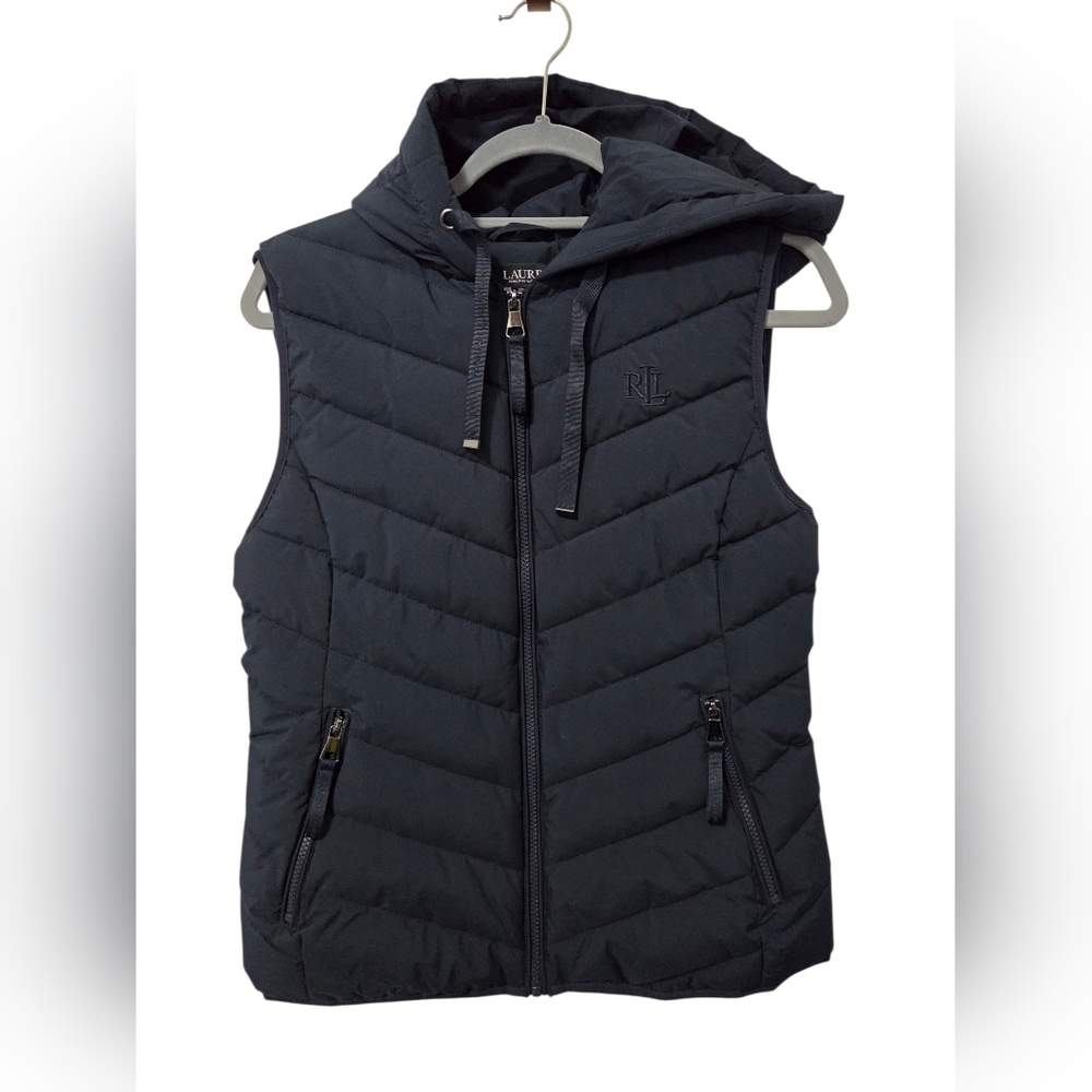 Lauren Ralph Lauren stretch Navy puffer vest classic black Label brand Women S